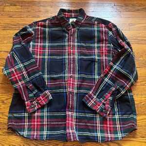 L.L.Bean Men's XL Regular Traditional Fit Scotch Plaid Flannel Shirt Red Outdoor